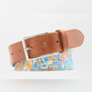 PETER MILLAR CROWN Tiki Time Printed Belt Size 34. Made in Italy. NWT
